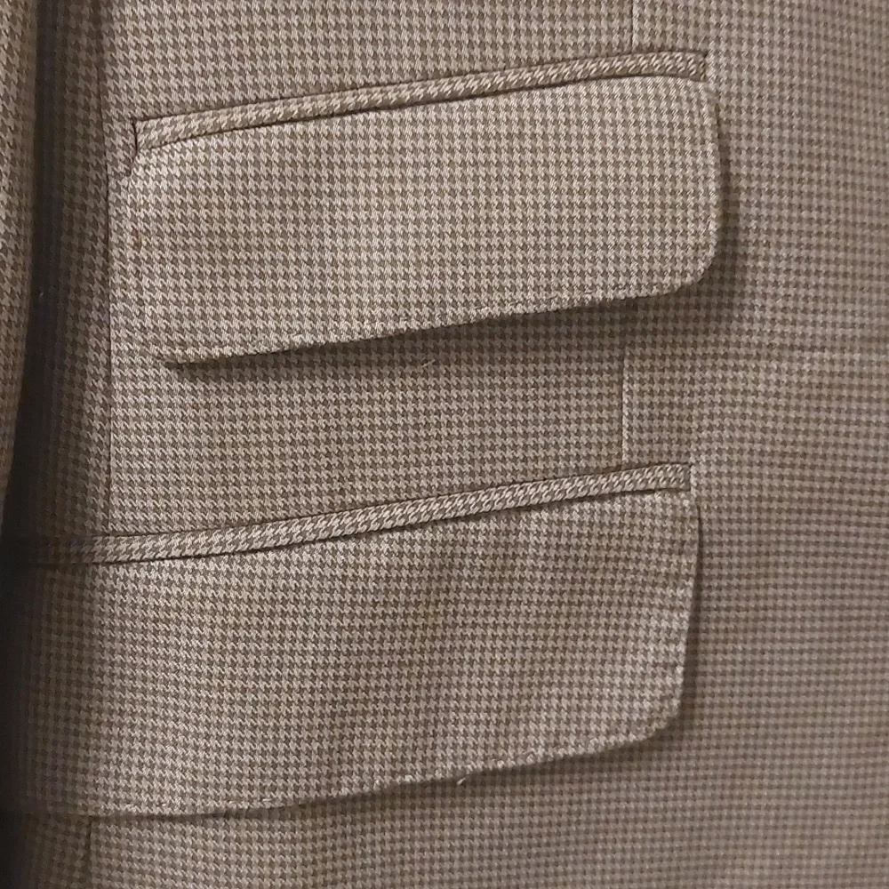 Earvin Magic Johnson Signature Brown Mini Houndstooth 4-Button Blazer Mens Sz44L